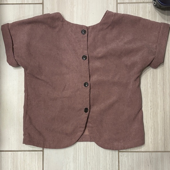 Madewell Corduroy V-Neck Ribbed Top in Mauve - Picture 4 of 8